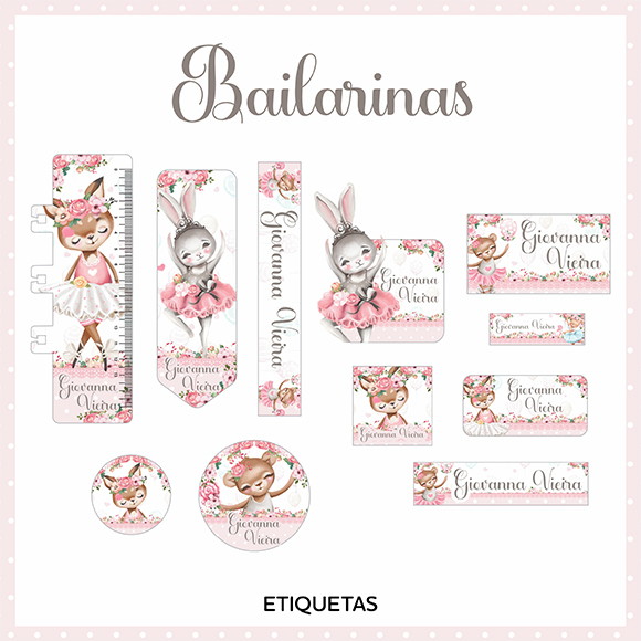 Arquivo Digital Etiqueta Escolar Bailarina