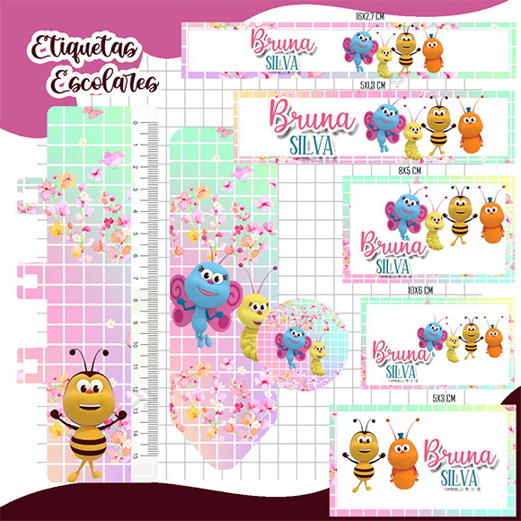 Arquivo Digital Etiqueta Escolar Bichikids