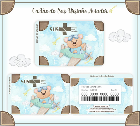 Cartão Digital Sus Ursinho Aviador