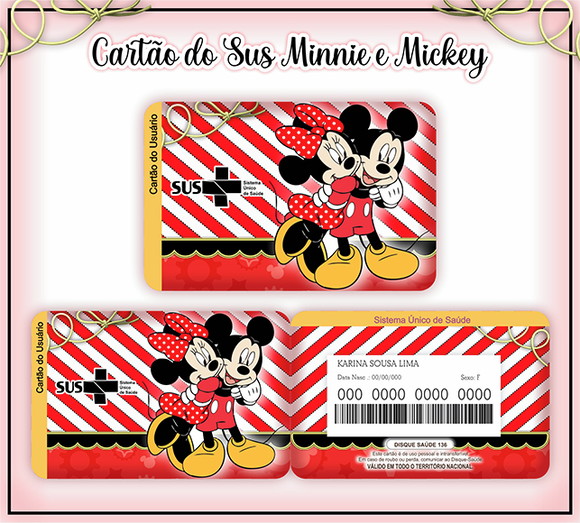 Cartão Digital Sus Mickey e Minnie