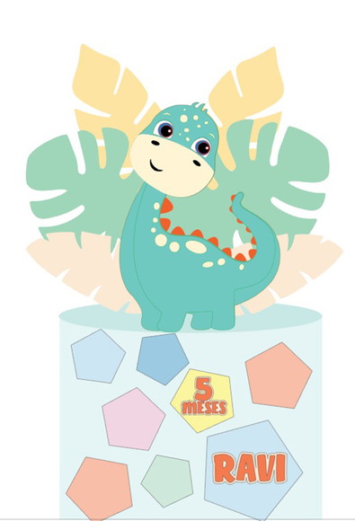 Topo de Bolo Dino Cute