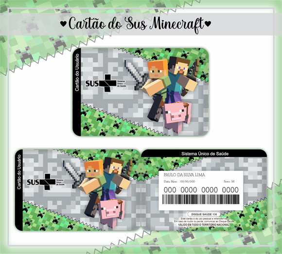 Cartão SUS Minecraft