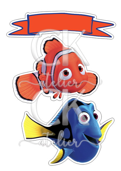Topo de Bolo Nemo e Dory