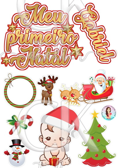 Topo de Bolo Meu primeiro Natal