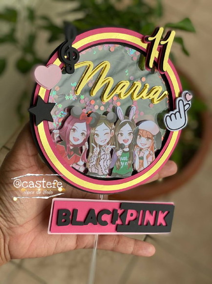 Topo de Bolo Black Pink