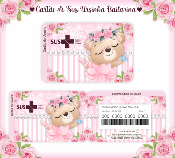 Cartão SUS Ursinha Bailarina
