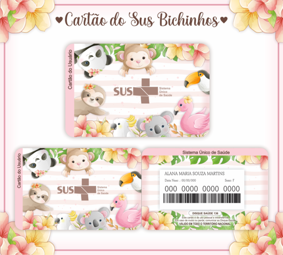 Cartão SUS Bichinhos