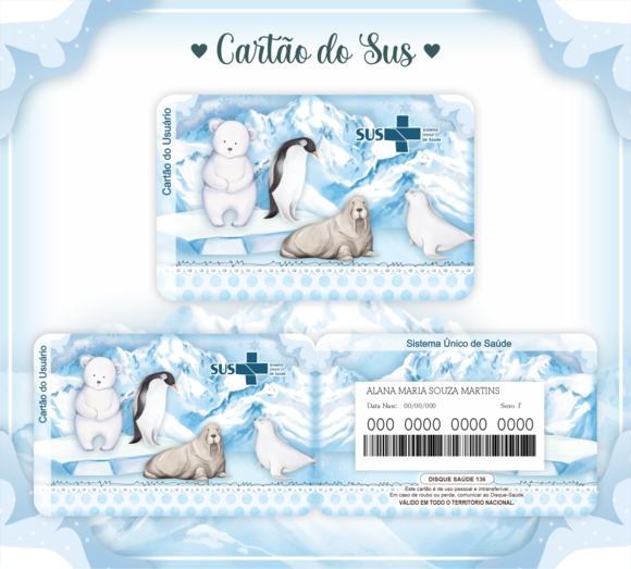 Cartão SUS Bichinhos no Gelo