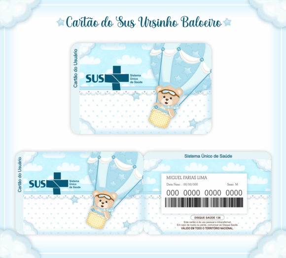 Cartão SUS Ursinho Baloeiro