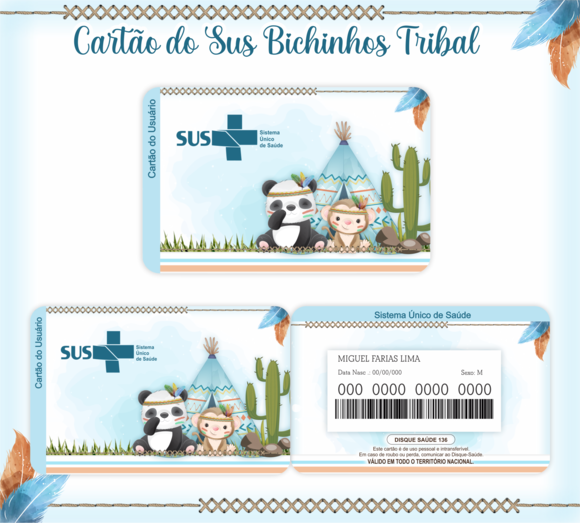 Cartão SUS Bichinho Tribal