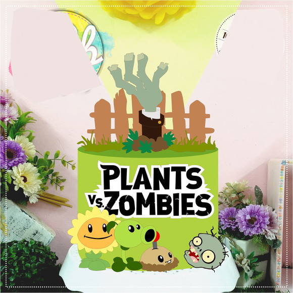 Topo de Bolo Plants x Zombies