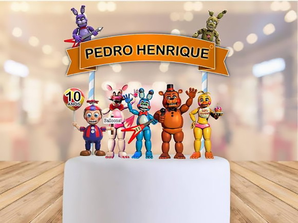 Topo de Bolo Five Night at Freddys