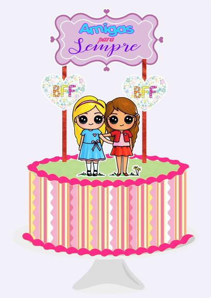 Topo de Bolo Amigas