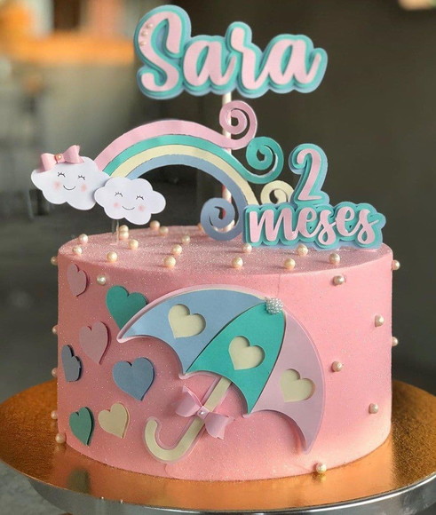 Topo de Bolo Chuva de Amor