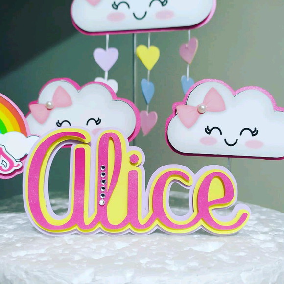 Topo de Bolo Chuva de Amor
