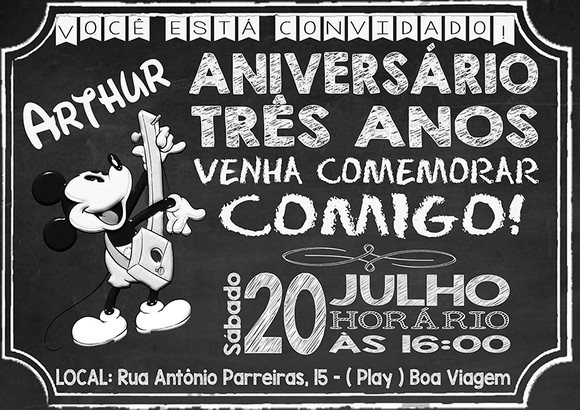 Convite Mickey Retro