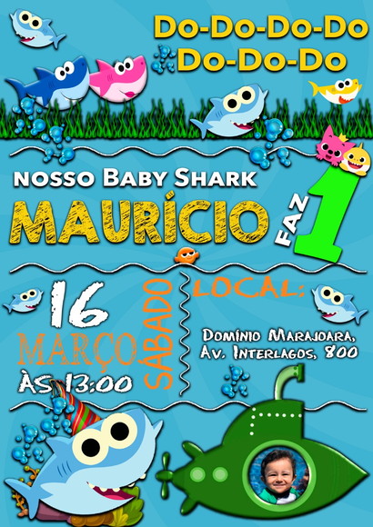 Convite Baby Shark Tubarão