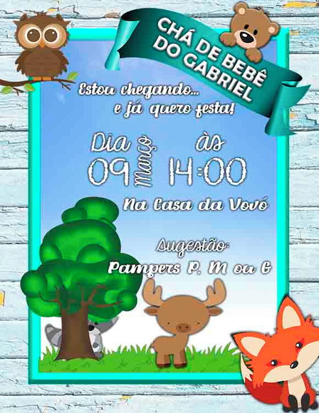 Convite Chá de Bebe Cute