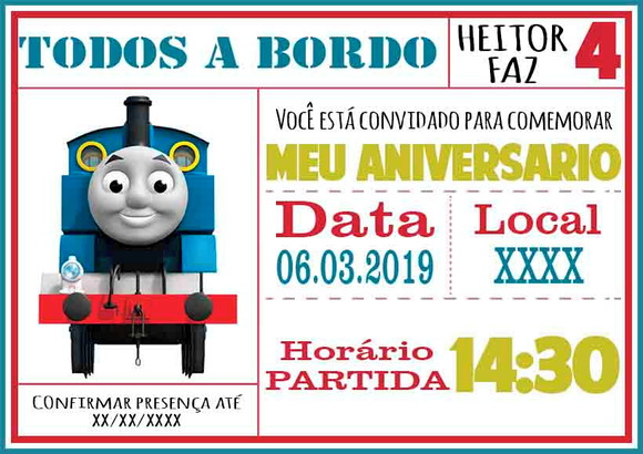 Convite Tomas e seus amigos