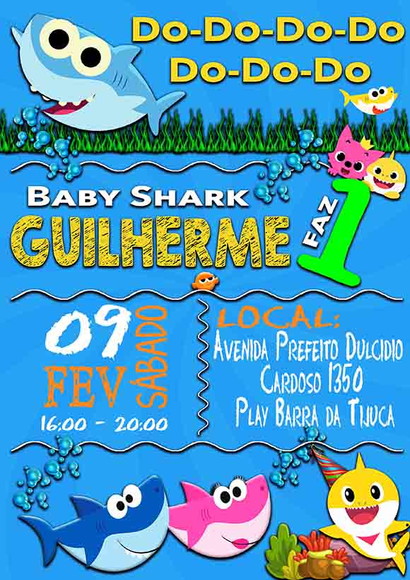 Convite Digital Baby Shark tubarâo
