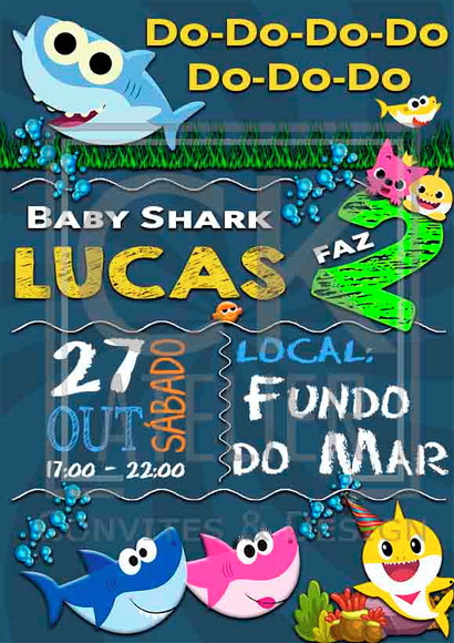Convite Baby Shark Tubarão