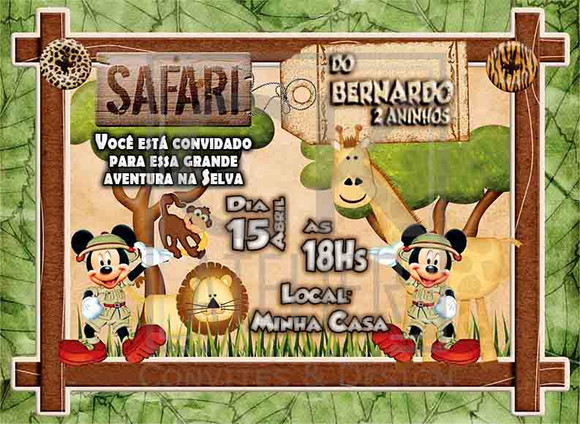 Convite Mickey Safari