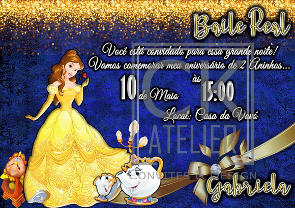 Convite Bela e a fera