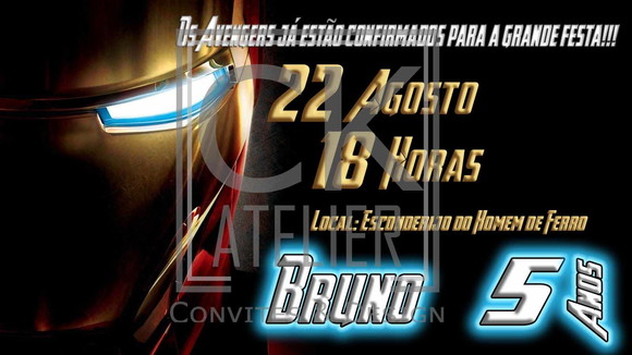 Convite Avengers - Homem de Ferro