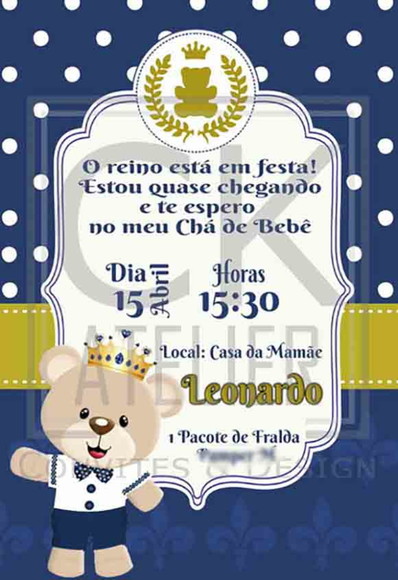 Convite Chá de Bebe cute