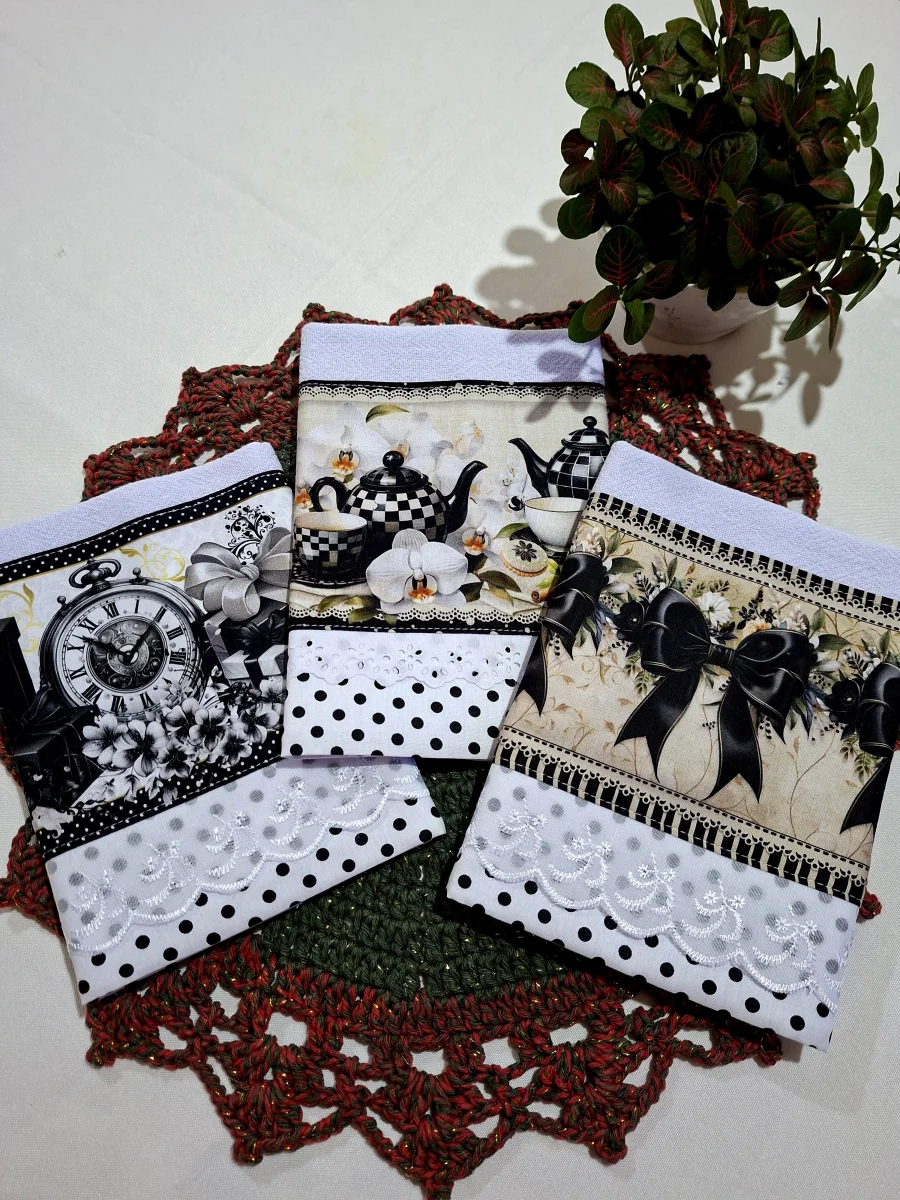Kit de Panos de Prato Preto e Branco