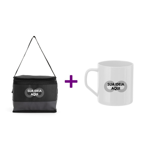 100 Kit com Caneca 400ml + Bolsa Térmica 5l Personalizado