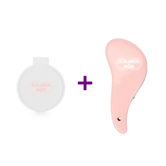 1000 Kit Beleza com Escova Desembaraçante + Espelho Portátil