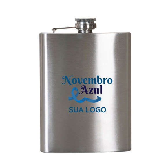 30 Porta Whisky 7oz Novembro Azul Personalizado Brinde