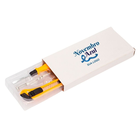 100 Kit Ferramenta 4 Pçs Personalizado Brinde Novembro Azul