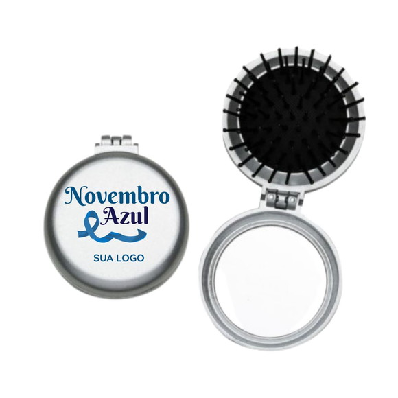 50 Escova de Cabelo com Espelho Personalizado Novembro Azul