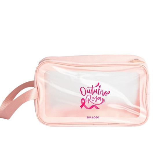 100 Necessaire Personalizada Outubro Rosa Pvc Impermeável
