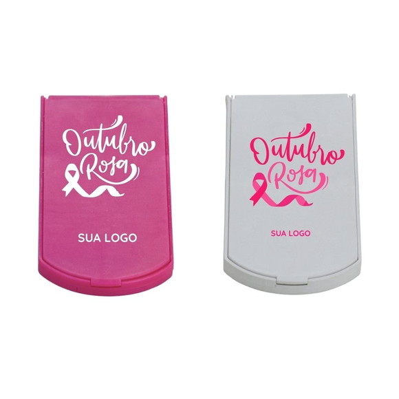 50 Espelhos Personalizados Oval Outubro Rosa Brinde