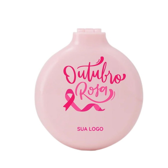 50 Escova de Cabelo com Espelho Personalizado Outubro Rosa