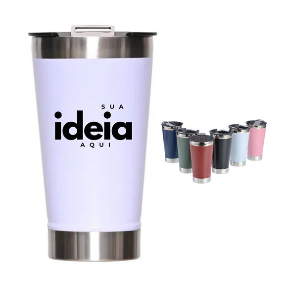 500 Copos Térmicos Personalizados 473ml com Tampa Brinde