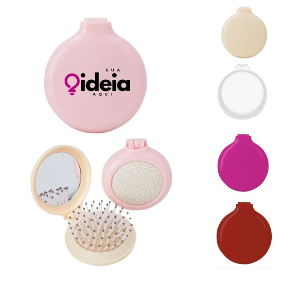 500 Escova de Cabelo com Espelho Cor Personalizado c/ Logo