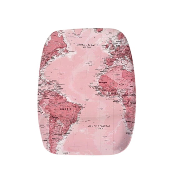 Mouse Pad Ergonõmico Feminino Personalizado Mapa Mundi Rosa