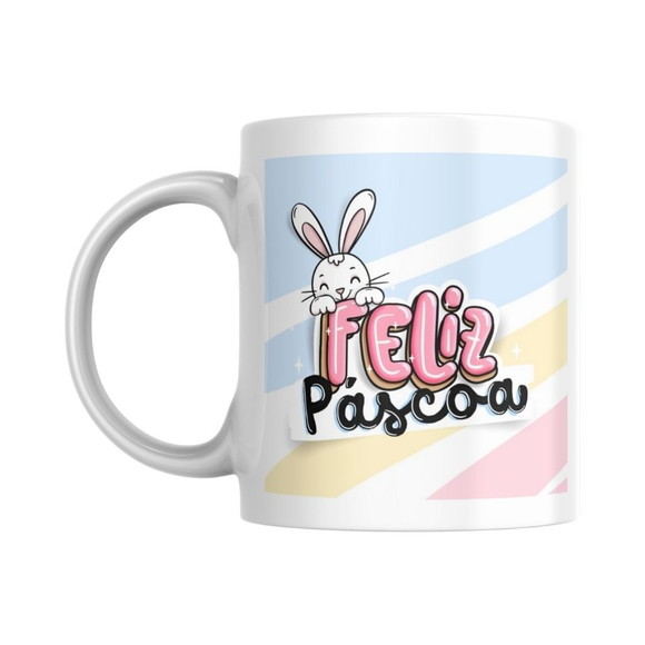 Caneca Personalizada Brinde Corporativo Páscoa Coelho 325ml