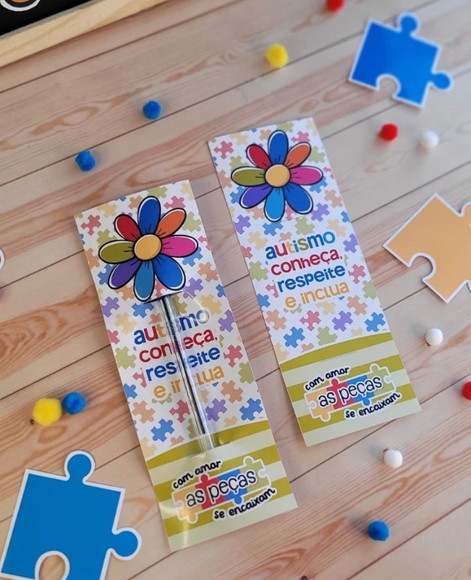 50 Card + Caneta Personalizada Abril Azul Autismo Tea