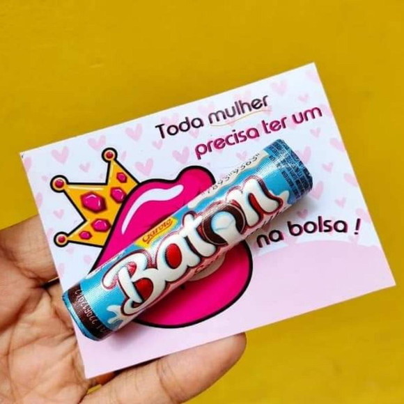 Card + Batom de Chocolate Mimo Brinde Dia da Mulher