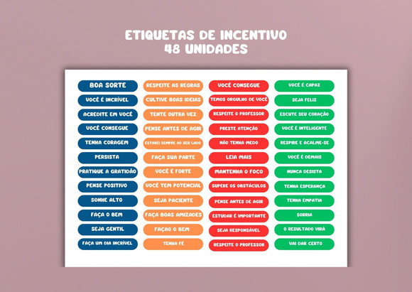 48 Etiquetas de Incentivo a Prova D'água
