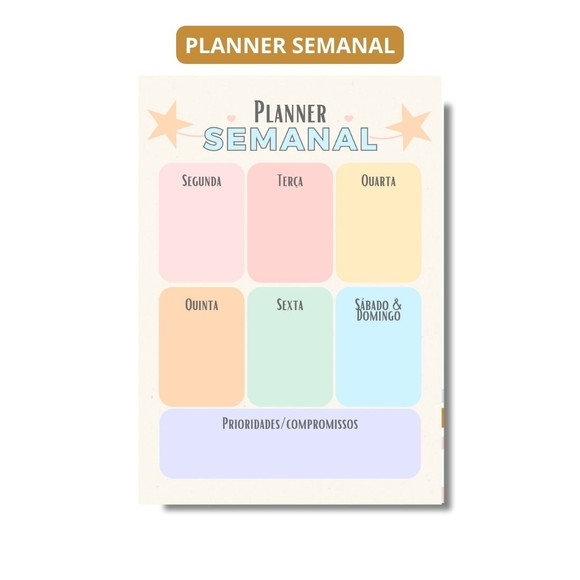 Planner Semanal A4 Objetivos, Anotações, Controle 2024