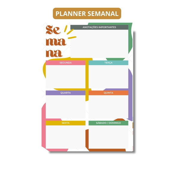 Planner Semanal A5 Objetivos, Anotações, Controle 2024