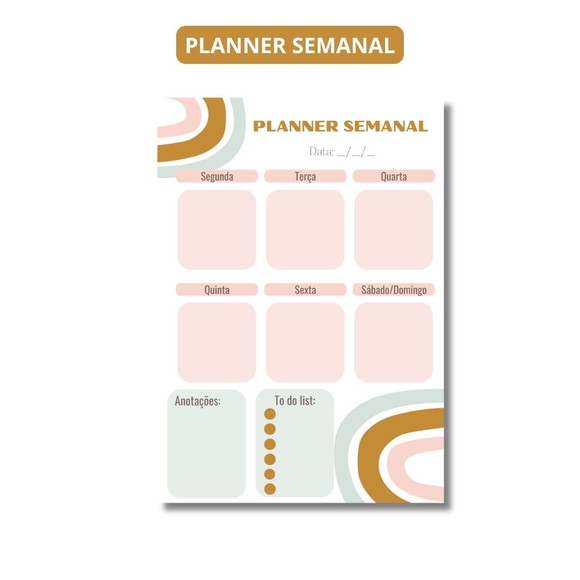 Planner Semanal A4 Objetivos, Anotações, Controle 2024