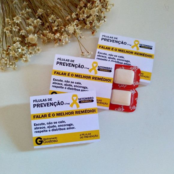 100 Chicletes Personaliz Brinde Corporativo Setembro Amarelo