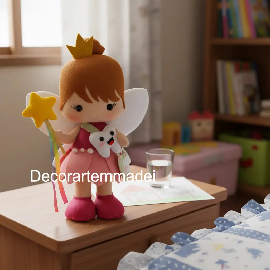 Boneca fada do dente decoração em feltro - Imagem 2